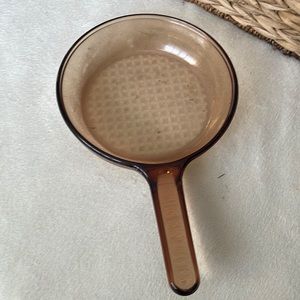 Vintage Pyrex Vision Cookware Amber Brown 7” Frying Skillet Pan
